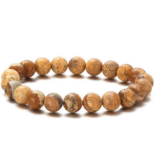 Stretch Bracelet with 8mm round gemstones "Mala" (Picture Jasper)