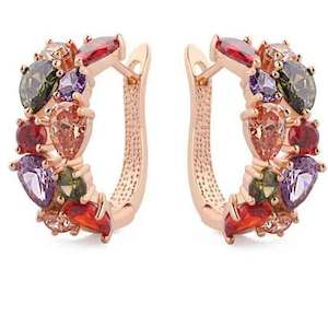 Rose-Gold Multicoloured Crystal Earrings "Metzi"