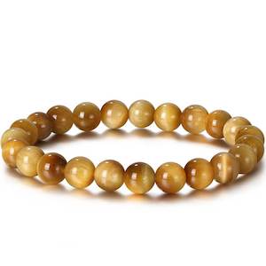 Stretch Bracelet 8mm Gemstones "Mala" (Gold Tiger's Eye)