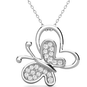 18K White-Gold Crystal Butterfly Necklace "Averill"