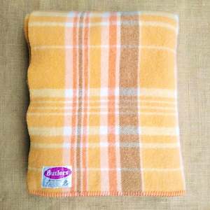 Linen - household: Melon and Orange SINGLE Bright Retro New Zealand Wool Blanket