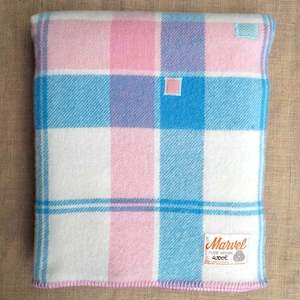 Soft Pink & Blue SINGLE New Zealand Wool Blanket