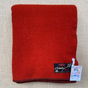 Bold Brick Red Thick SINGLE Pure New Zealand Wool Blanket