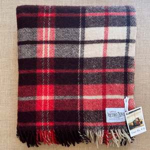 Supersoft Red & Brown TRAVEL RUG New Zealand Wool