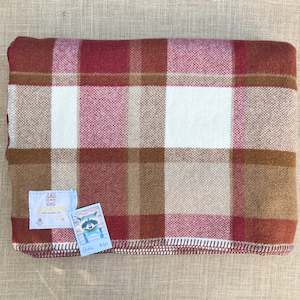 Deep Plum and Olive Retro DOUBLE New Zealand Wool Blanket