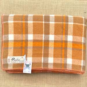 Retro Orange/Browns Onehunga Princess KING Pure Wool Blanket