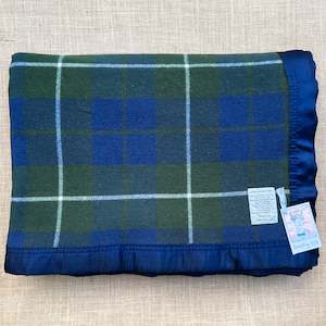 Forest Vibe Green & Navy QUEEN/ Pure Wool Blanket