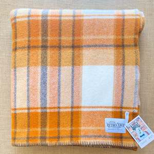 Pumpkin Plaid Retro SINGLE New Zealand Wool Blanket