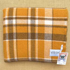 Walnut Browns Fluffy Retro SMALL SINGLE/THROW New Zealand Wool Blanket