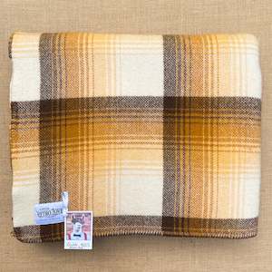 Linen - household: Extra Thick DOUBLE New Zealand Wool Blanket Warm Brown Check