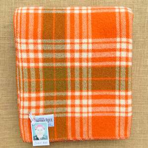 Soft Retro Orange SINGLE New Zealand Pure Wool Blanket