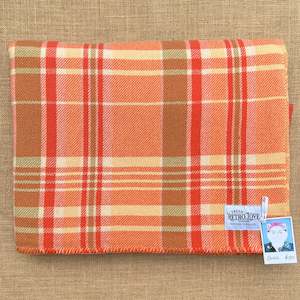 Linen - household: Lightweight Retro Orange DOUBLE Pure New Zealand Wool Blanket.