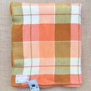 Oversize Bright Melon & Olive SINGLE/DOUBLE New Zealand Wool Blanket