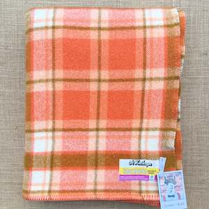 Fun Orange & Olive Retro SINGLE New Zealand Wool Blanket