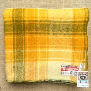 Fresh Retro Favourite Gold & Olive SMALL SINGLE New Zealand Wool Blanket