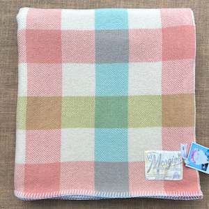 Soft Pastel Check SINGLE Lightweight New Zealand Wool Blanket