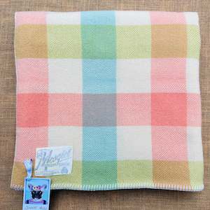 Soft Pastel Check SINGLE Lightweight New Zealand Wool Blanket.