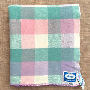 Kaiapoi Pastel Check SINGLE New Zealand Wool Blanket