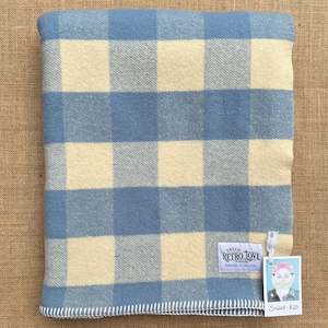 Classic Blue/Cream Check SINGLE New Zealand Wool Blanket