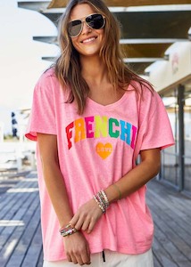 Clothing: V-Neck Frenchie Tee | Pink