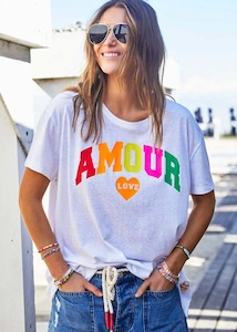 Clothing: Crew Neck Amour Tee | White