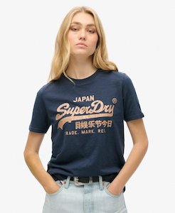 Clothing: Metallic VL Relaxed T Shirt | Lauren Navy