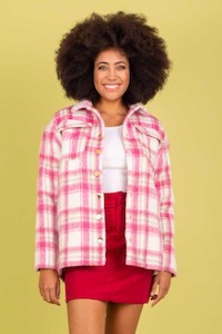 Clothing: Annalise Shacket | Pink Check