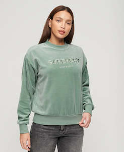 Velour Graphic Boxy Crew Sweatshirt | Light Jade Green