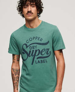 Copper Label Script T-Shirt | Drius Green Slub