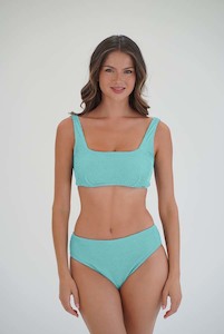 Retro Deco Square Neck Bikini Top | Aqua