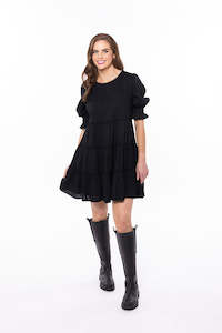 Clothing: Claire Tiered Mini Dress | Black