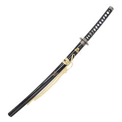 Sporting equipment: STAINLESS STEEL KATANA. BLACK/GOLDEN