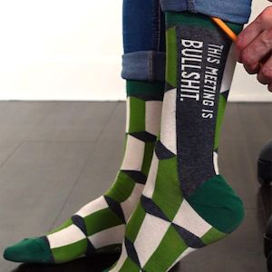 Blue Q Socks – Men's Crew – This Meeting is Bullsh*t