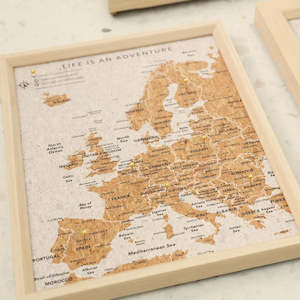 Europe Travel Map - Desk Pin Board