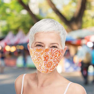 Triple Layer Cloth Face Mask - Retro Orange