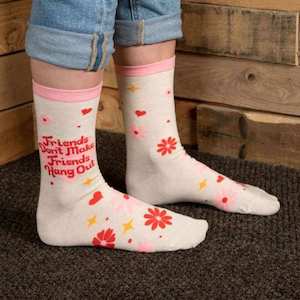 Blue Q Socks - Women's Crew - Friends Hang Out