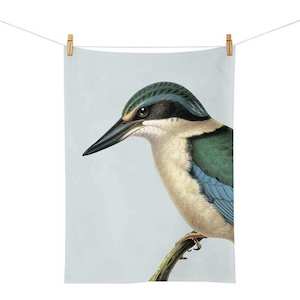 Internet only: Hushed Blue Kingfisher Tea Towel