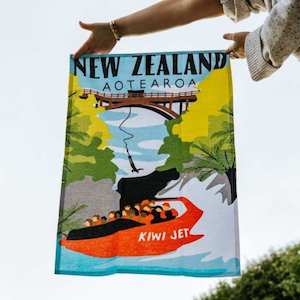 Moana Road - Southern Jet Boat Tea Towel