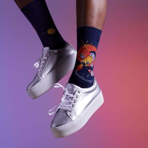 Sock It To Me - Women's Crew Socks - Fly Me To The Sun