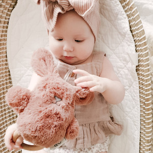 Organic Beechwood Baby Rattle & Teether Toy - Bella Bunny