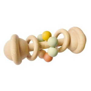 Organic Beechwood & Silicone Rattle - Multi