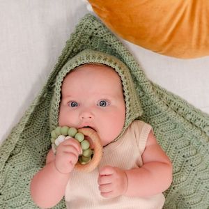 Organic Beechwood Teether Toy - Sage Green