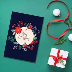 Christmas Greeting Card - Merry Christmas Wreath