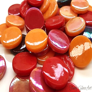 China, glassware and earthenware: Penny Rounds 18mm - Tequila Sunrise Mix FUNKY GLASS ART