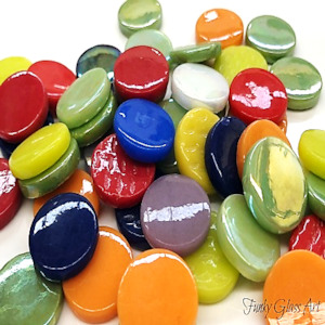 China, glassware and earthenware: Penny Rounds 18mm - Brights Medley Mix FUNKY GLASS ART