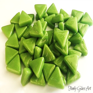 Glass Triangles 10mm - New Green FUNKY GLASS ART