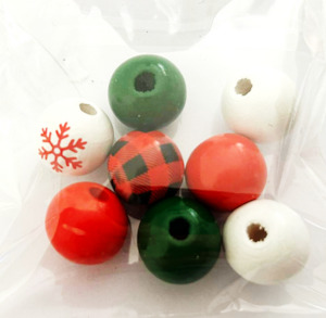 China, glassware and earthenware: Wooden Beads - Xmas Mix FUNKY GLASS ART