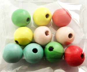 China, glassware and earthenware: Wooden Beads - Pastel Mix FUNKY GLASS ART