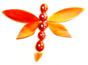 China, glassware and earthenware: Dragonfly - Orange FUNKY GLASS ART