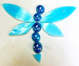 China, glassware and earthenware: Dragonfly - Blue FUNKY GLASS ART